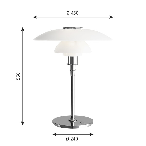 Louis Poulsen PH 4½-3½ Lasi pöytävalaisin mitat image