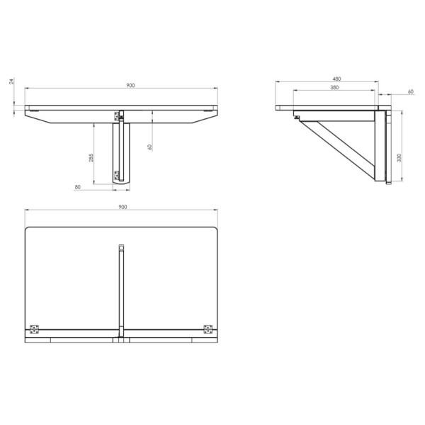 Torkelson KLINTE seinä-klaffipöytä valkoinen kuva