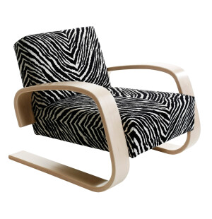 Artek 400 fåtölj "tankki" björk, zebra image