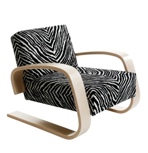 Artek 400 "TANKKI" nojatuoli, koivu/Zebra musta kuva