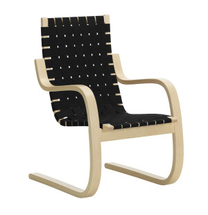 Artek 406 nojatuoli koivu/musta satulavyö kuva