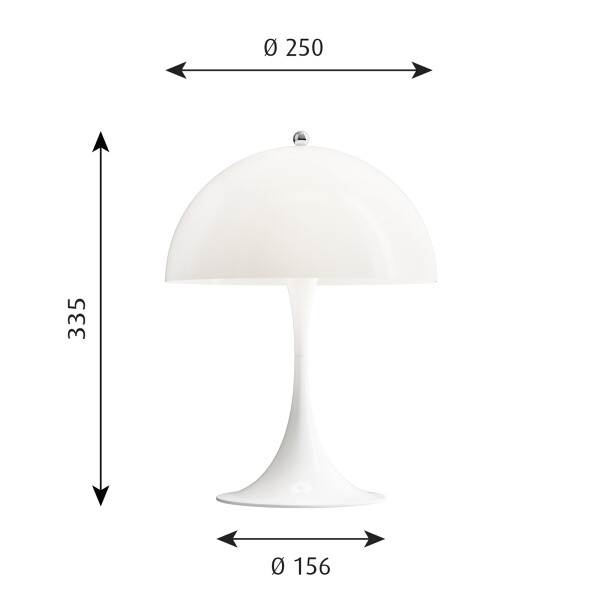 Panthella Mini pöytävalaisin opaali Louis Poulsen koko kuva