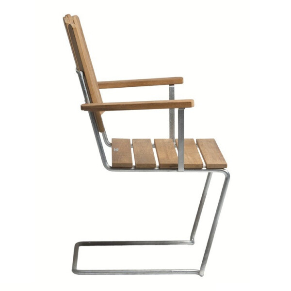 Grythyttan Stålmöbler nojatuoli A2 käsittelemätön tiikki/kuumasinkitty kuva