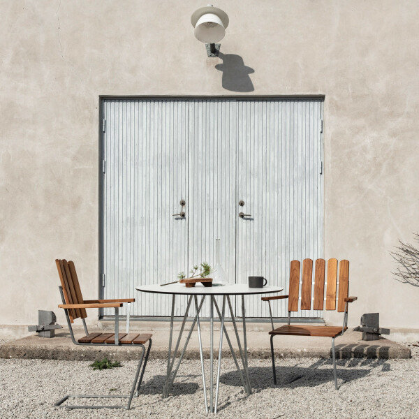 Grythyttan Stålmöbler nojatuoli A2 käsittelemätön tiikki/kuumasinkitty kuva