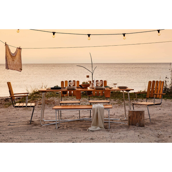 Grythyttan Stålmöbler nojatuoli A2 käsittelemätön tiikki/kuumasinkitty kuva