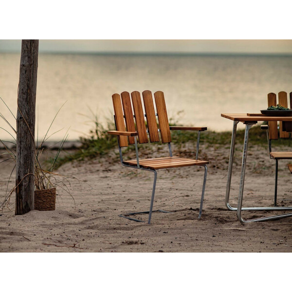 Grythyttan Stålmöbler nojatuoli A2 käsittelemätön tiikki/kuumasinkitty kuva