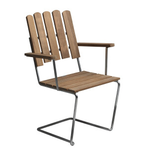 Grythyttan Stålmöbler FÅTÖLJ A2, obehandlad teak/varmförzinkad image