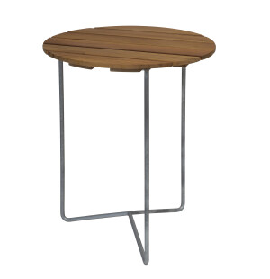 Grythyttan Stålmöbler PÖYTÄ 6B Ø60 cm, käsittelemätön tiikki/kuumasinkitty kuva