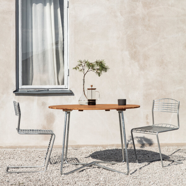 Grythyttan Stålmöbler pöytä 9A 120 käsittelemätön tiikki/kuumasinkitty image