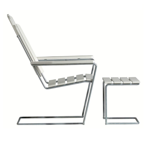 Grythyttan Stålmöbler aurinkotuoli A3 valkoinen/kuumasinkitty image