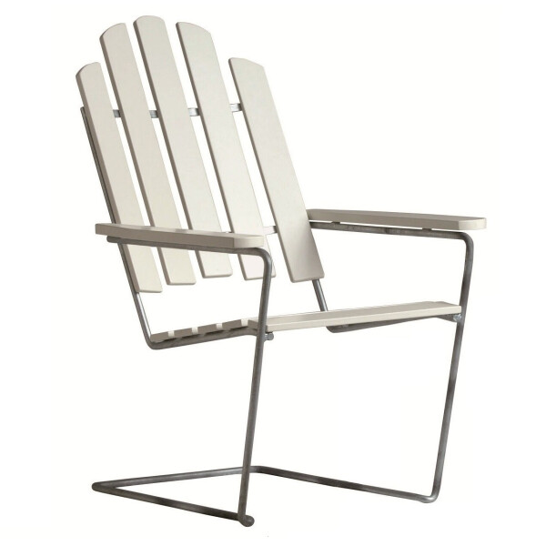 Grythyttan Stålmöbler aurinkotuoli A3 valkoinen/kuumasinkitty image