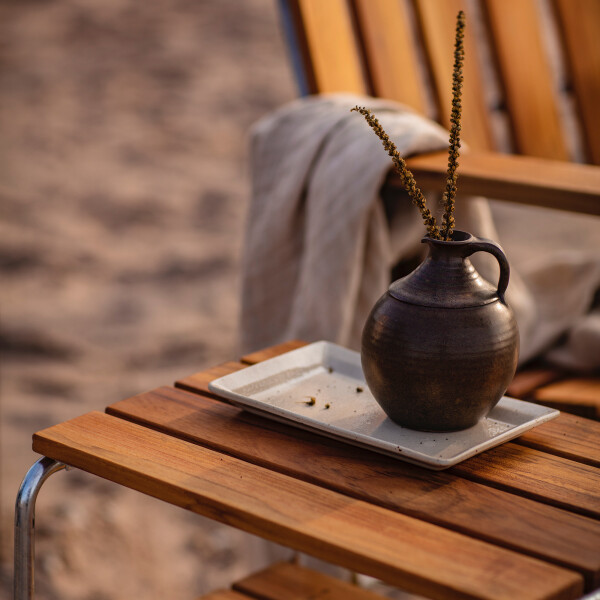 Grythyttan Stålmöbler sivupöytä L45 käsittelemätön tiikki/kuumasinkitty image