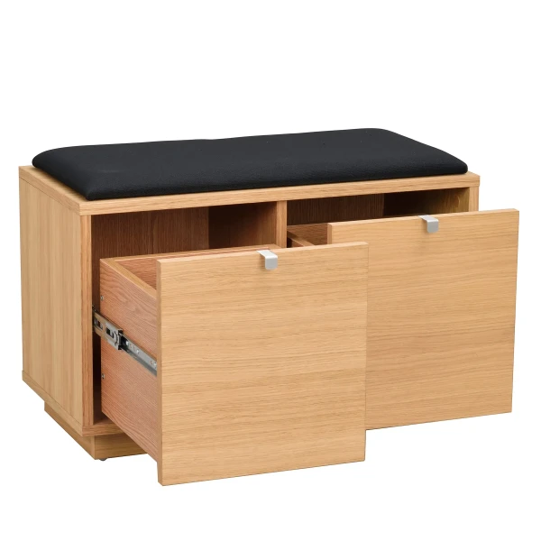 103753 det1 Confetti bench w 2drawers oak black fabric kuva
