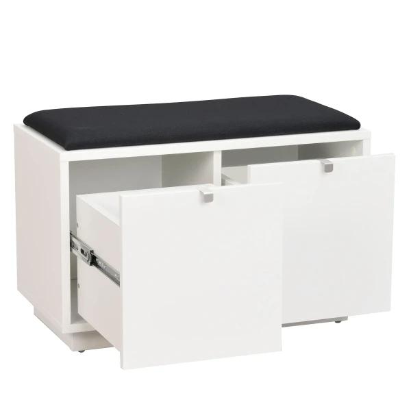 103755 det1 Confetti bench w 2drawers white black fabric kuva