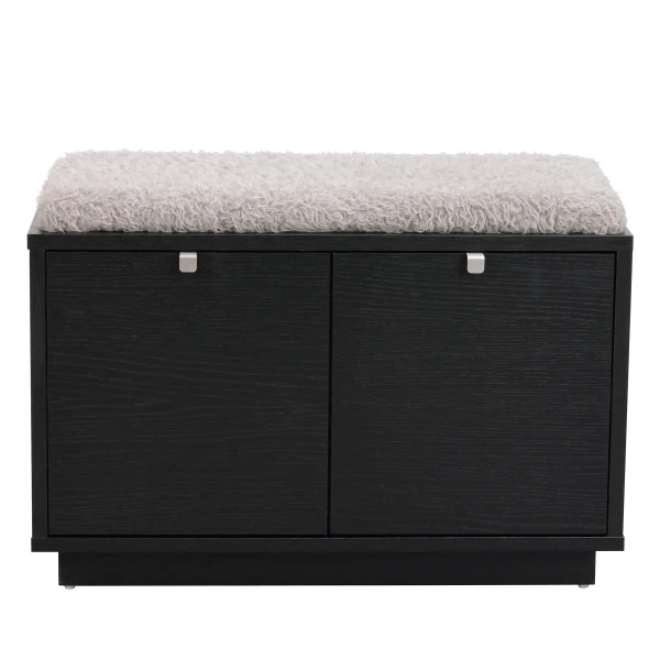 103758 a Confetti bench w 2drawers black sheepskin imitation2 kuva