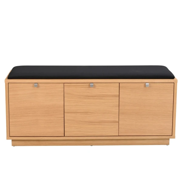 103761 a Confetti bench w 3drawers oak black fabric kuva