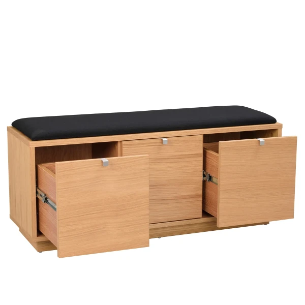 103761 det1 Confetti bench w 3drawers oak black fabric kuva