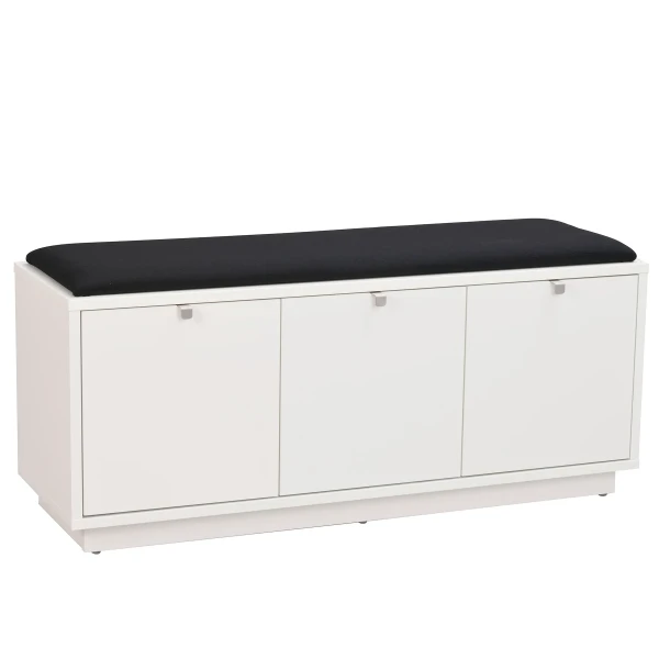 103763 b Confetti bench w 3drawers white black fabric kuva
