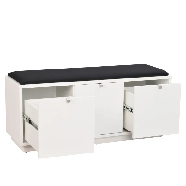 103763 det1 Confetti bench w 3drawers white black fabric kuva