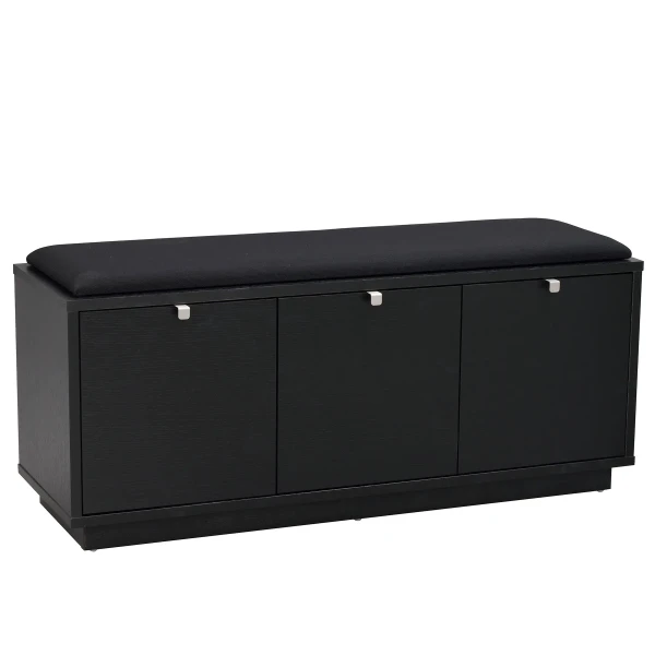 103765 b Confetti bench w 3drawers black black fabric kuva