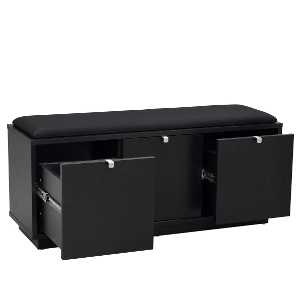 103765 det1 Confetti bench w 3drawers black black fabric kuva