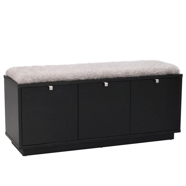 103766 b Confetti bench w 3drawers black sheepskin imitation2 kuva