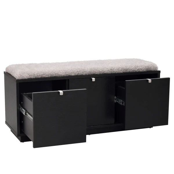 103766 det1 Confetti bench w 3drawers black sheepskin imitation2 kuva