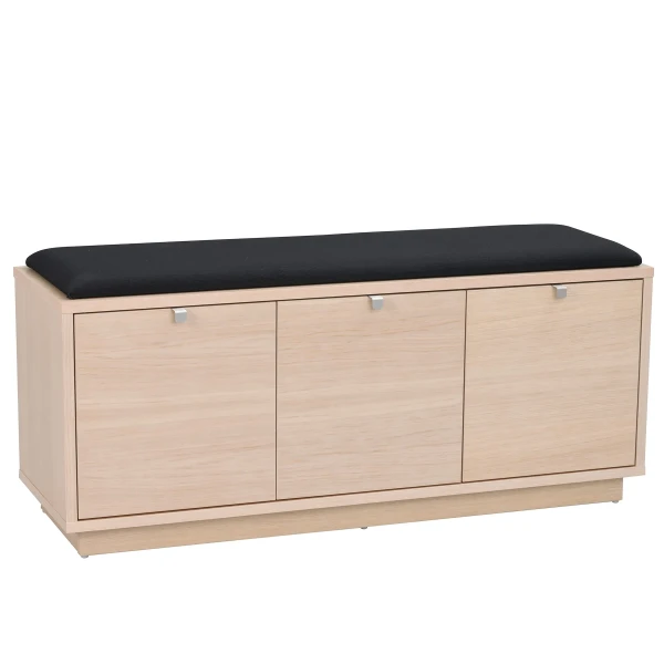 103767 b Confetti bench w 3drawers whithepigm oak black fabric kuva