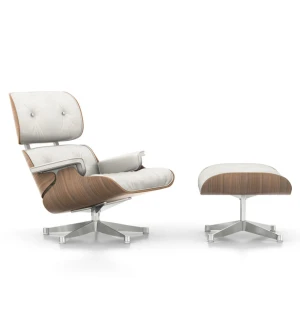 Vitra EAMES LOUNGE CHAIR nojatuoli ja rahi, valkopigmentoitu pähkinä/Snow 72 kuva