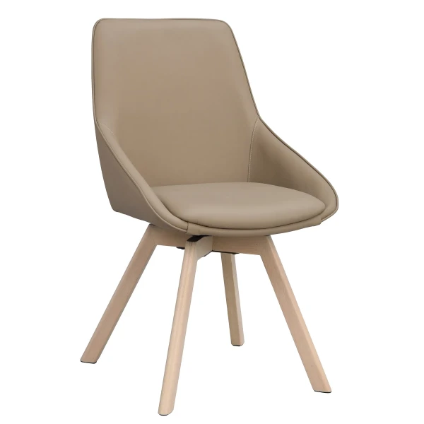 118135 b sb b Alison swivelchair beige leather whitepigm oak kuva