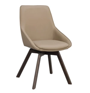 Rowico ALISON pyörivä tuoli, beige nahka/ruskea tammi kuva