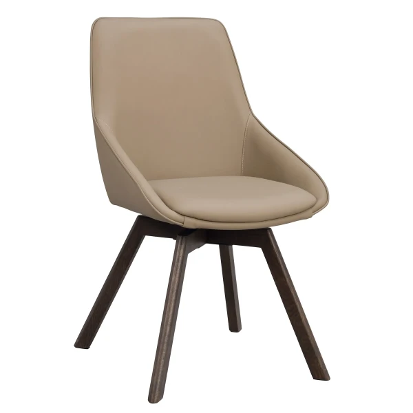 118136 b sb b Alison swivelchair beige leather brown oak kuva