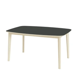 Skovby 118 ruokapöytä 142-232x102 cm, valkoöljytty tammi/musta laminaatti kuva
