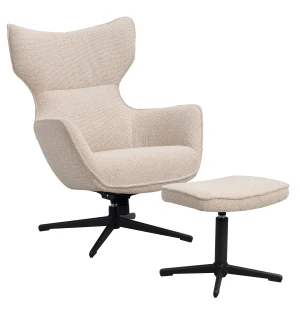 Rowico JENKINS fåtölj med fotpall, beige image