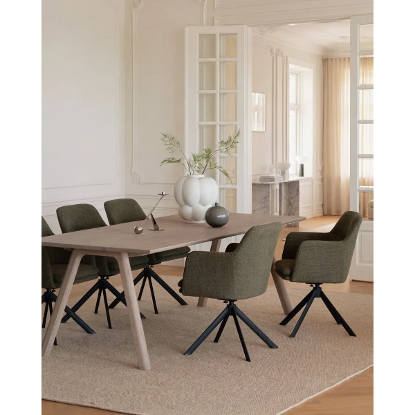 128160 123284 b mb Clapperton dining table ww Gladstone armchair swivel swing green 01 kuva