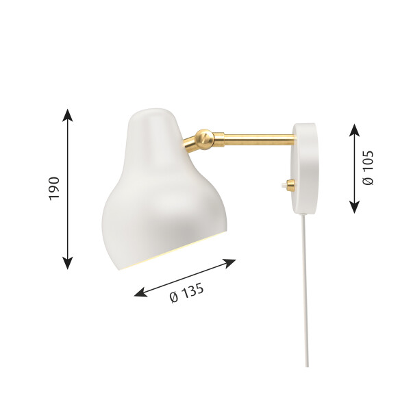 louis poulsen VL38 seinävalaisin mitat valkoinen kuva