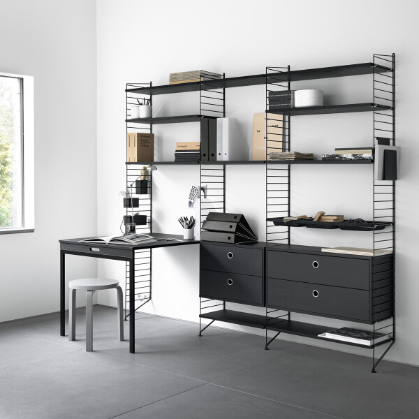 string system hyllyjärjestelmä mustaksi petsattu saarni image