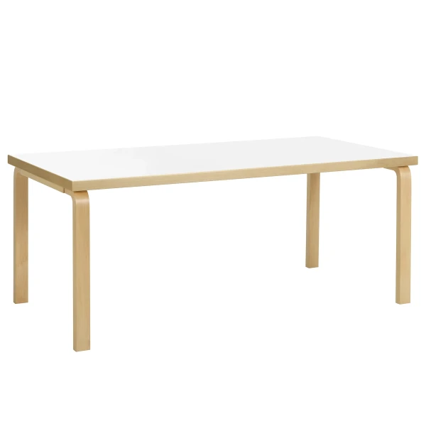 Aalto Table rectangular 83 legs naturally lacquered top white HPL cut out master kuva