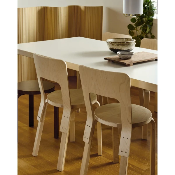 Chair 66 birch clear lacquer Aalto table 83 white Screen 100C master kuva