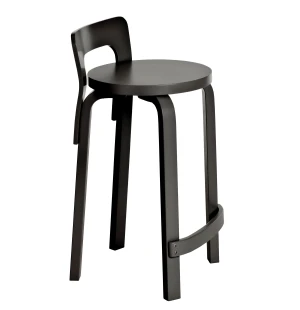 Artek K65 työtuoli-baarituoli, musta kuva