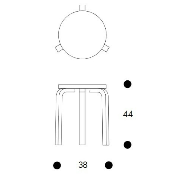 Artek 60 jakkara koivu/musta linoleum kuva
