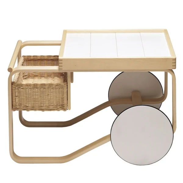 Artek Tea Trolley 900 white tiles kuva
