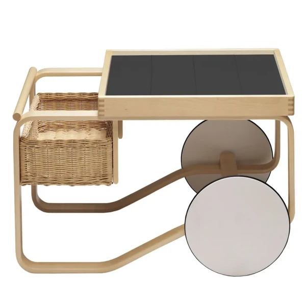 Artek Tea Trolley 900 black tiles kuva