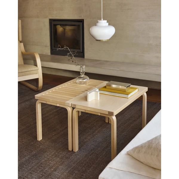 Artek in situ Bench 153B slatted and solid top birch clear lacquered pendant A333 armchair 401 master kuva
