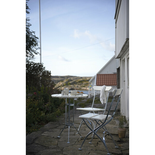 Grythyttan Stålmöbler BRYGGERI kolmijalkapöytä valkoinen/kuumasinkitty kuva