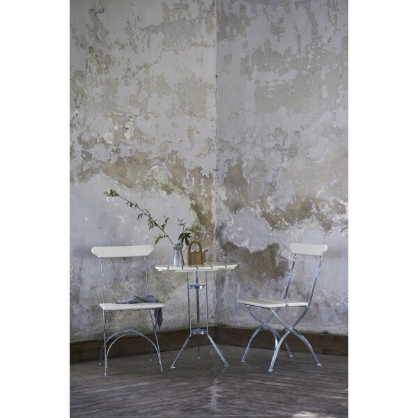 Grythyttan Stålmöbler BRYGGERI kolmijalkapöytä valkoinen/kuumasinkitty kuva