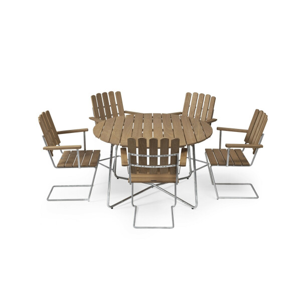 Grythyttan Stålmöbler pöytä 9A 120 öljytty tammi/kuumasinkitty image