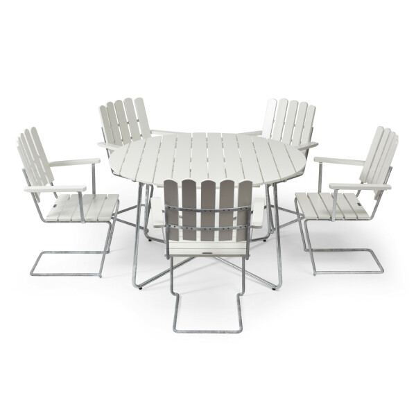 Grythyttan Stålmöbler pöytä 9A 120 valkoinen/kuumasinkitty kuva