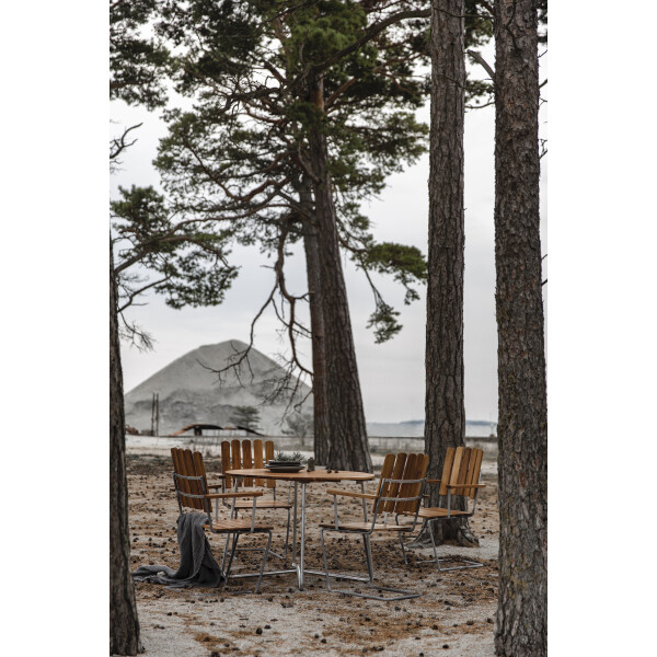 Grythyttan Stålmöbler pöytä 9A 120 käsittelemätön tiikki/kuumasinkitty image