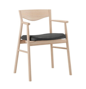 Casø furniture MAGRETHE stol vit-ek/svart läder image